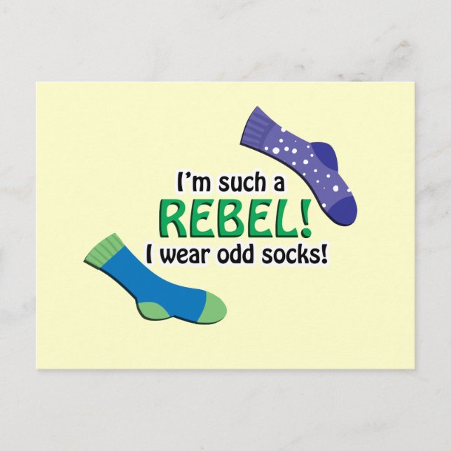 Carte Postale Je suis un tel rebelle, je porte les chaussettes (Devant)