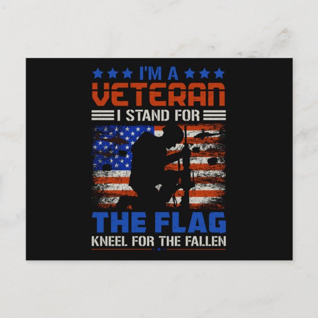 Carte Postale Je Suis Un Vétéran Stand Pour Le Drapeau - USA Her (Devant)