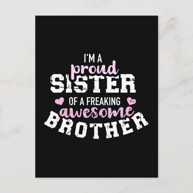 Carte Postale Je suis une fière soeur d'un fainéant frère génial (Devant)