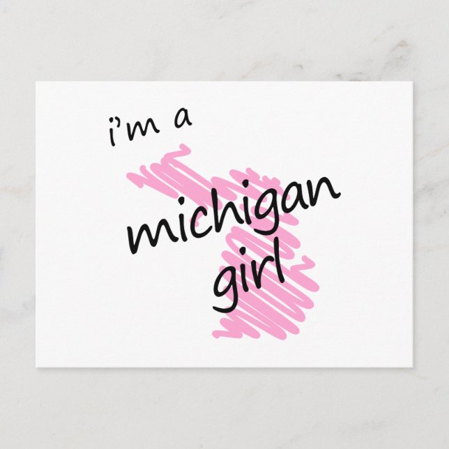 Carte Postale Je suis une fille du Michigan (Devant)