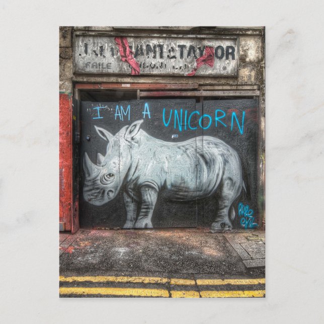 Carte Postale Je Suis Unicorne, Shoreditch Graffiti (Londres) (Devant)