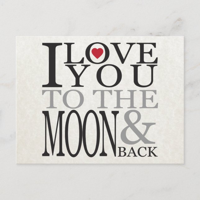 CARTE POSTALE JE T'AIME À LA LUNE ET AU RETOUR (Devant)