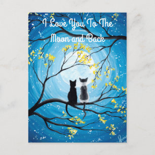 Carte Postale Je t'aime à la lune et le chat arrière