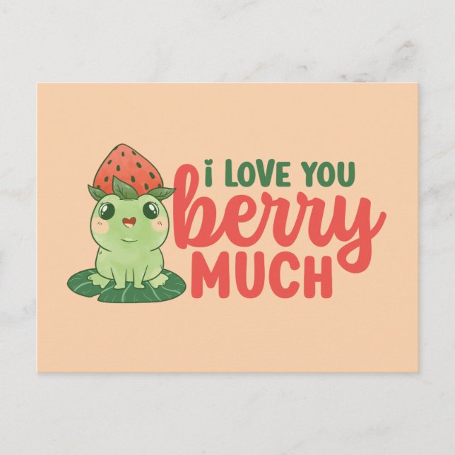 Carte Postale Je t'aime Berry beaucoup mignon Funny Valentine's  (Devant)