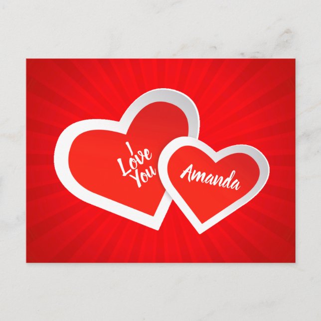 Carte Postale "Je t'aime" coeurs mignons de Valentine. (Devant)