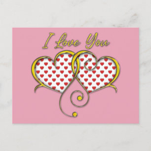 Carte Postale Je t'aime Concevoir des Coeurs d'Or