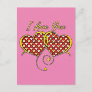 Carte Postale Je t'aime Concevoir des Coeurs d'Or