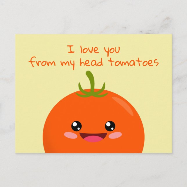 Carte Postale Je T'Aime De Ma Tête Tomates Funny Pun Postcar (Devant)