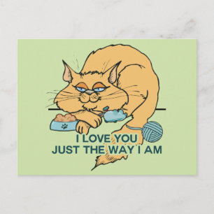 Carte Postale Je T'Aime Drôle Chat Graphic Dit