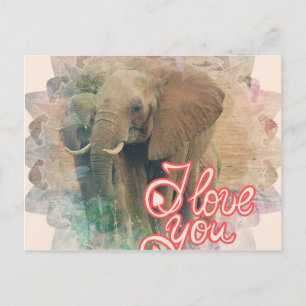 Carte Postale Je t'aime Eléphants