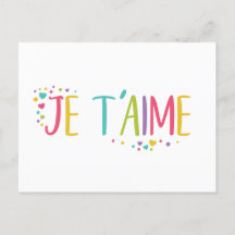 Je t'aime French Je t'aime- rainbow Postcard