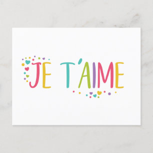 Carte Postale Je t'aime French Je t'aime- rainbow Postcard