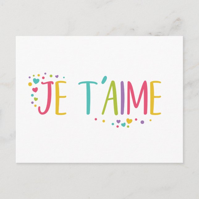 Carte Postale Je t'aime French Je t'aime- rainbow Postcard (Devant)