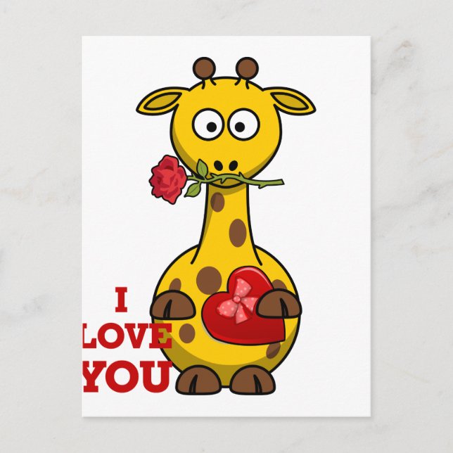 Carte Postale je t'aime girafe (Devant)