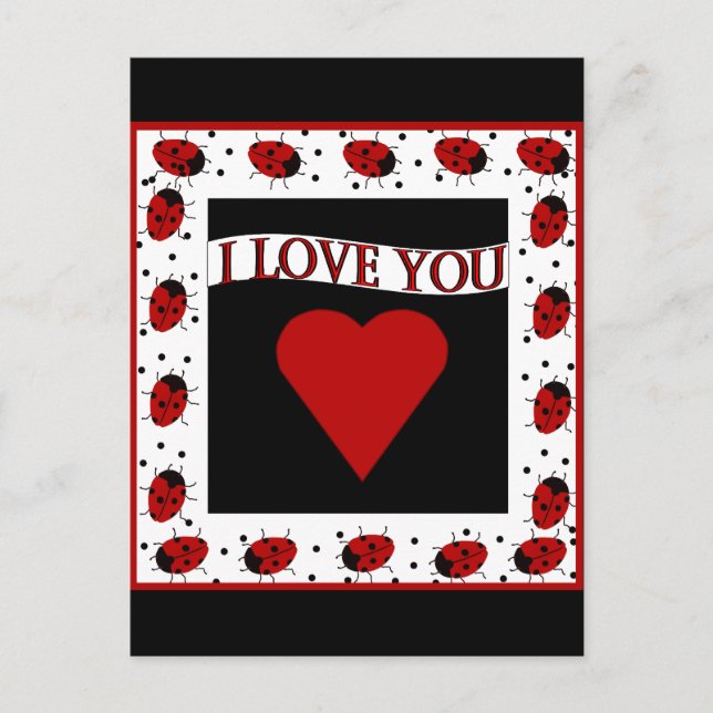 Carte Postale Je T'Aime, Ladybugs (Devant)