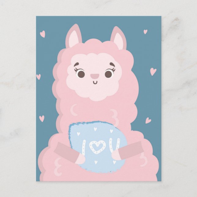 Carte Postale Je t'aime llama (Devant)