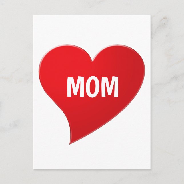 Carte Postale Je t'aime maman, cœur rouge blanc (Devant)