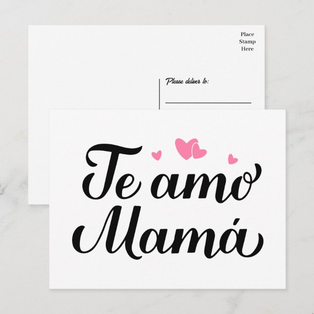 Carte Postale Je t'aime Maman Je t'aime Maman Jour de la fête de (Devant / Derrière)