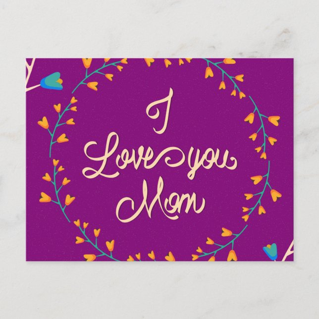 Carte Postale Je t'aime Maman Joyeux Fête des Mères Fer de Fleur (Devant)