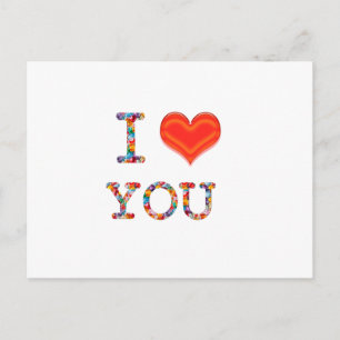 Carte Postale JE T'AIME : Manuscrit élégant de CADEAU Romance de