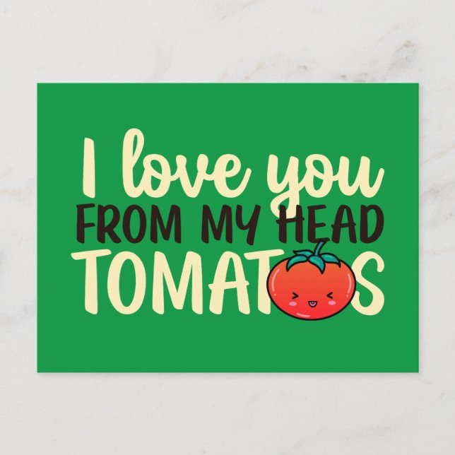Carte Postale Je t'aime mignonne Pun de tomates drôle Saint Vale (Devant)