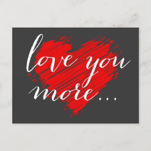 Carte Postale Je t'aime plus...   coeur rouge