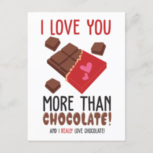 Carte Postale Je T'Aime Plus Que Chocolat Couleur Graphique