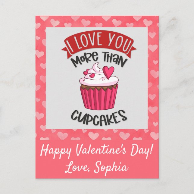 Carte Postale Je t'aime plus que les cupcakes (Devant)