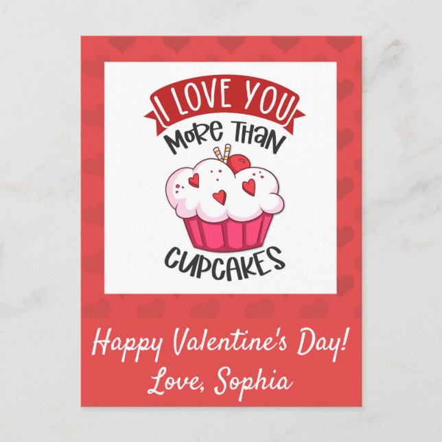 Carte Postale Je t'aime plus que les cupcakes (Devant)