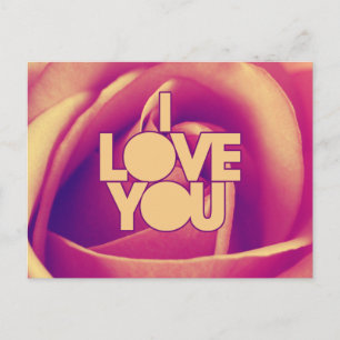 Carte Postale Je T'Aime Rose Rose