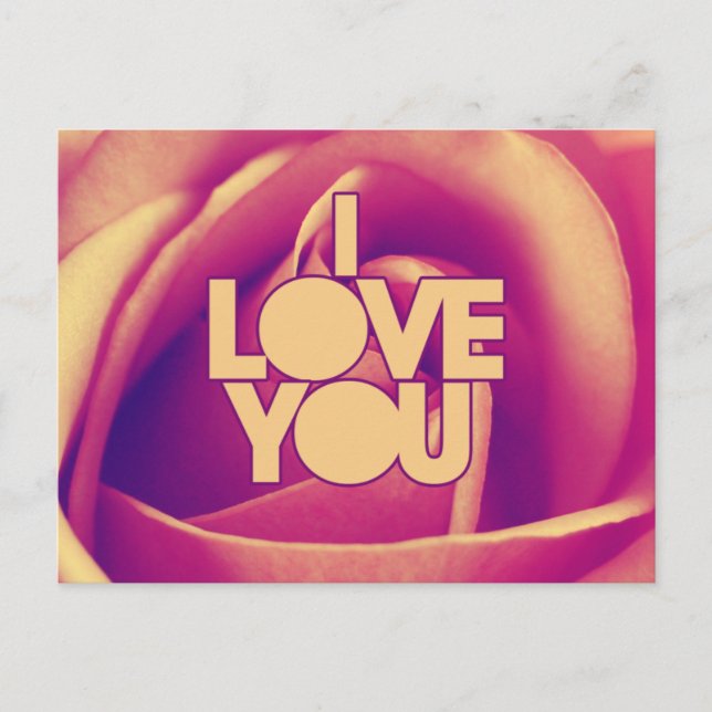 Carte Postale Je T'Aime Rose Rose (Devant)