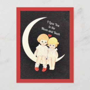 Carte Postale Je t'aime sur la Lune et de retour