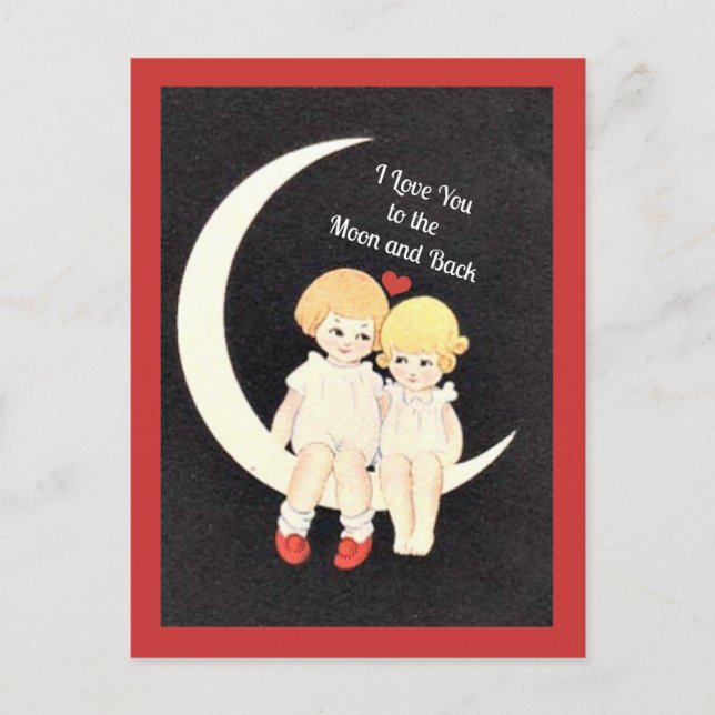 Carte Postale Je t'aime sur la Lune et de retour (Devant)