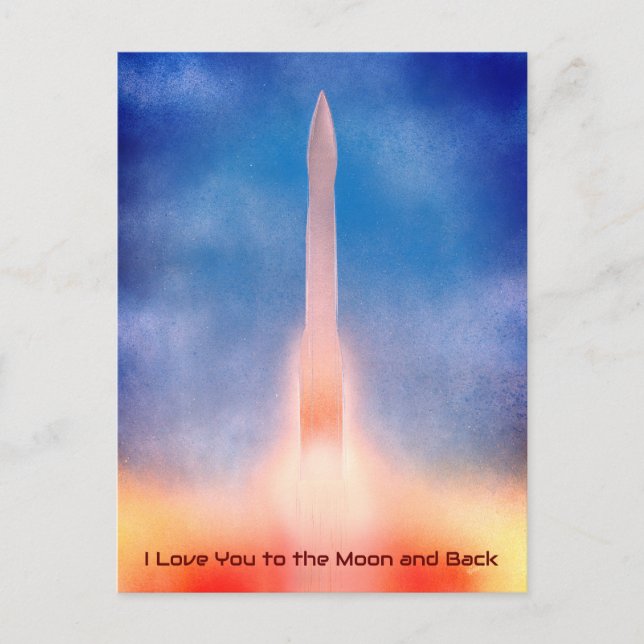 Carte Postale Je t'aime sur la Lune et de retour (Devant)