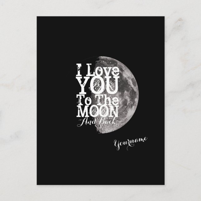 Carte Postale Je T'Aime Sur La Lune Et De Retour (Devant)
