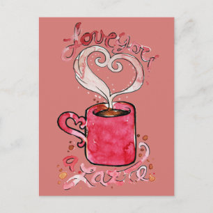 Carte Postale Je t'aime un latte