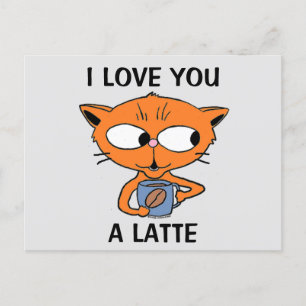 Carte postale - JE T'AIME UN LATTE Café Blague Hum