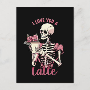 Carte Postale Je t'aime un squelette de la Saint-Valentin