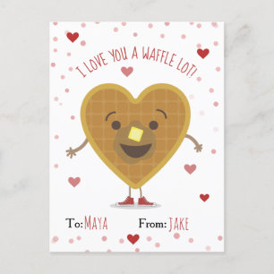 Carte Postale Je T'Aime Une gaufre Lot Coeur Enfants Valentine