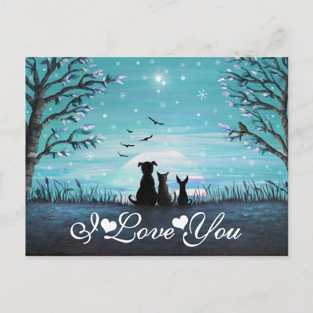 Carte Postale Je T'Aime Whimsical Winter Sunset (Devant)