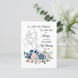 Carte Postale Je t'aimerai pour toujours, Citation de la Fête de