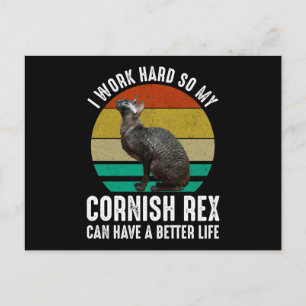 Carte Postale Je travaille dur pour que mon Cornish Rex ait une
