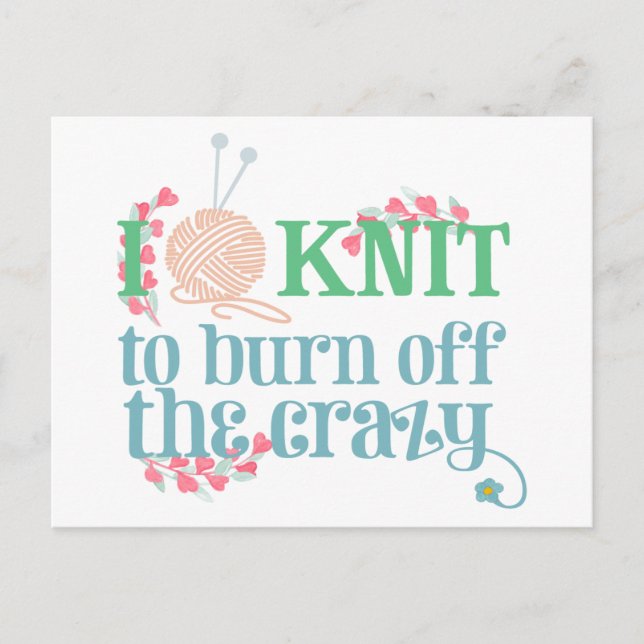 Carte Postale Je tricote - Knitters Drôle Dire Jolie Typographie (Devant)