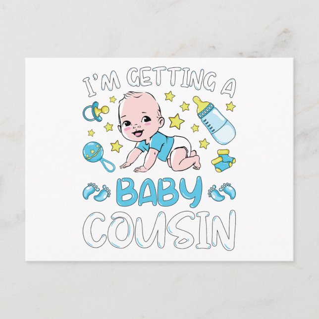 Carte Postale Je vais avoir un bébé cousin garçon Révélation du  (Devant)