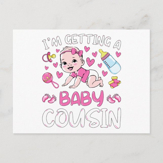 Carte Postale Je vais avoir une cousine Révélation du sexe de bé (Devant)