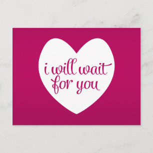 Carte Postale Je Vais T'Attendre Coeur Rose