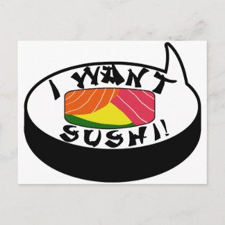 Carte Postale Je veux du sushi