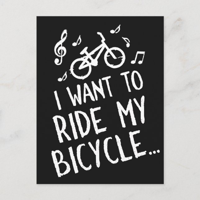 Carte Postale Je veux faire du vélo (Devant)