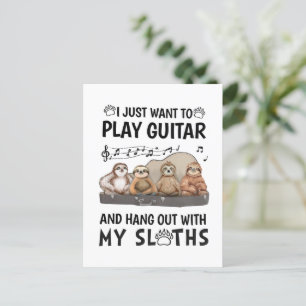 Carte Postale Je Veux Juste Jouer Guitare Chemise Mignonne Humou