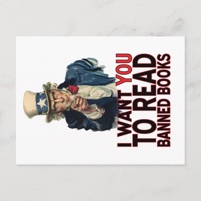 CARTE POSTALE JE VEUX QUE VOUS LISIEZ LES LIVRES INTERDITS (Devant)